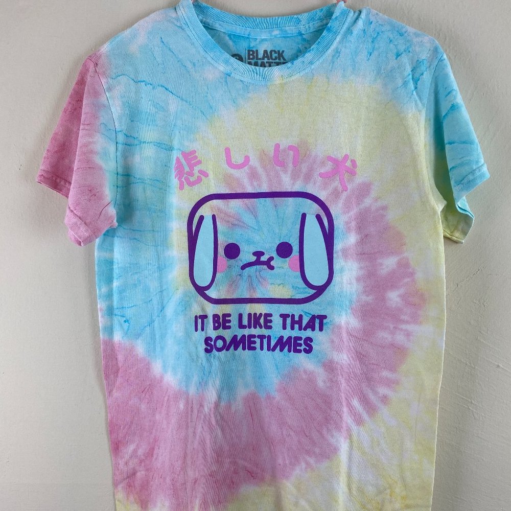 NWOT Tie Dye Kawaii Puppy Slogan Oversized Top